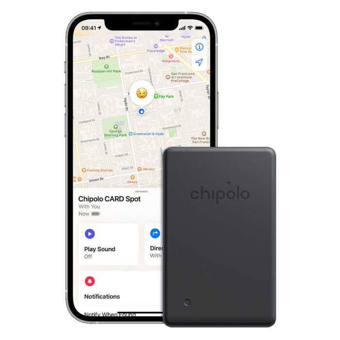 Chipolo Card Spot, Apple Find My Netzwerk, Portemonnaie-Finder, Schwarz