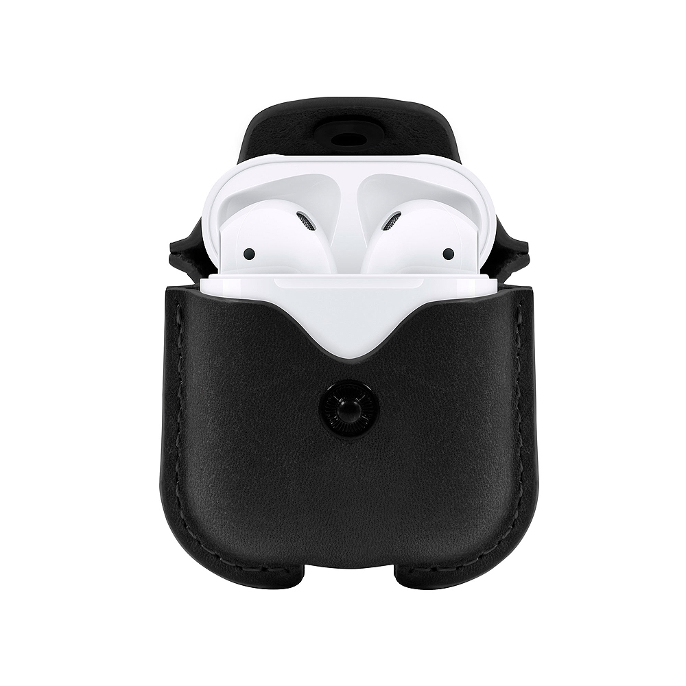 AirSnap Ledertasche für Apple AirPods, Schwarz