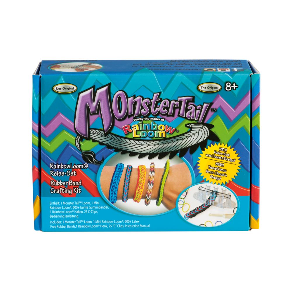 Loom Monster Tail Bunte Gummibänder in Verpackung