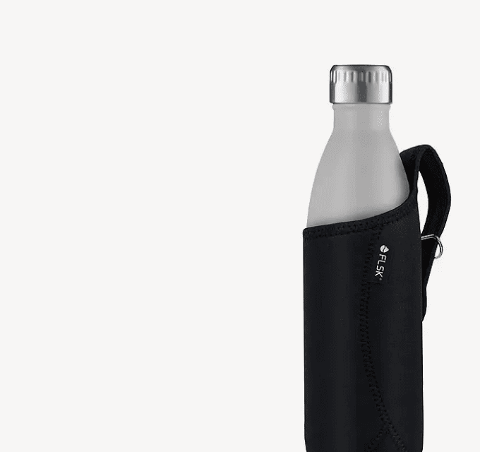 FLSK Neoprentasche, Trinkflasche, Schwarz, Silber