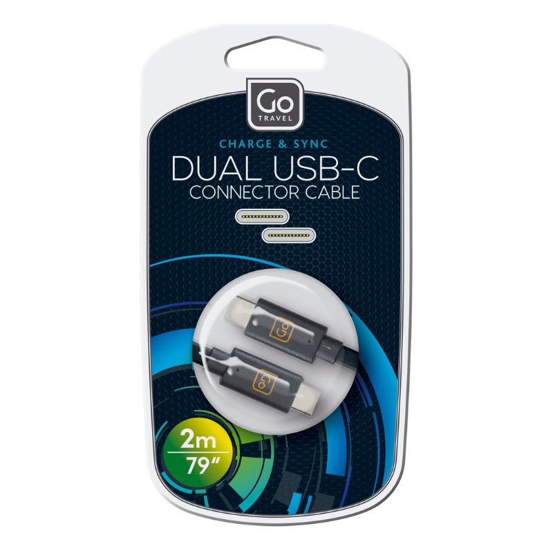 Go Travel Dual USB-C Lade- und Sync-Kabel 200cm, Ladekabel