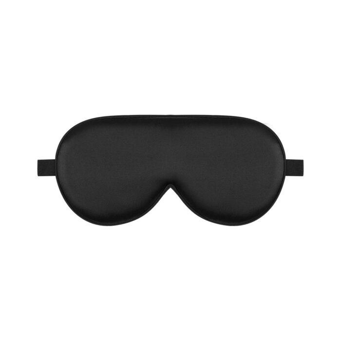 Minimalistisches Design einer schwarzen Schlafmaske aus hochwertigem Material, Vorderansicht.