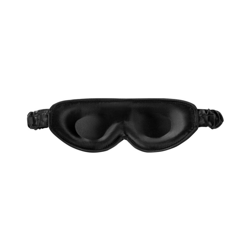 Rückseite der Alaska Bear Schlafmaske aus Naturseide in schwarz mit ergonomischem Design.