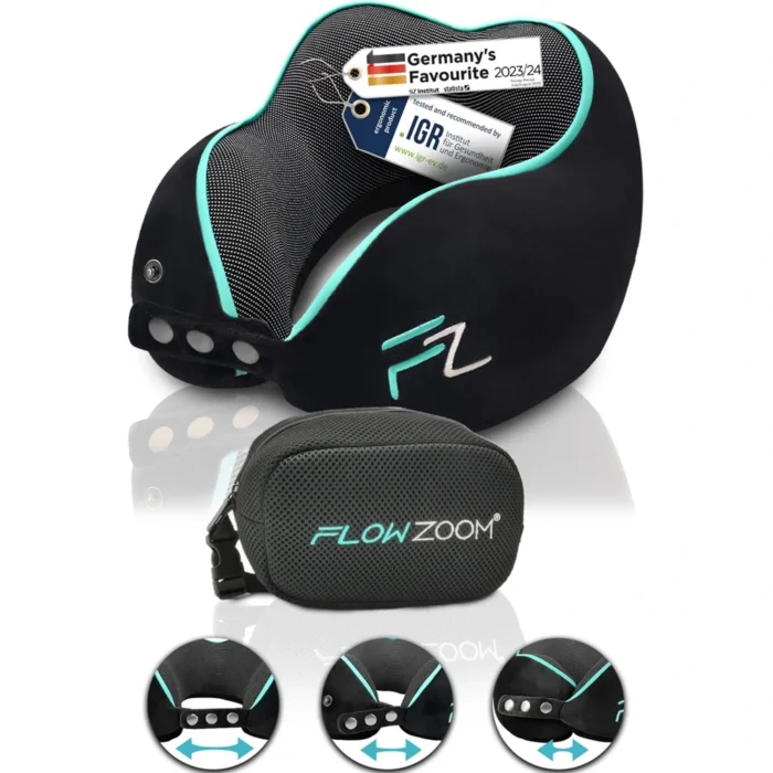 COMFY Pillow - Bequemes Flugzeug Nackenkissen - Schwarz