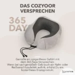 Reise Nackenkissen aus Memory Foam in Grau mit Kordelverschluss. 365-Tage-Garantie für Material- und Verarbeitungsfehler.