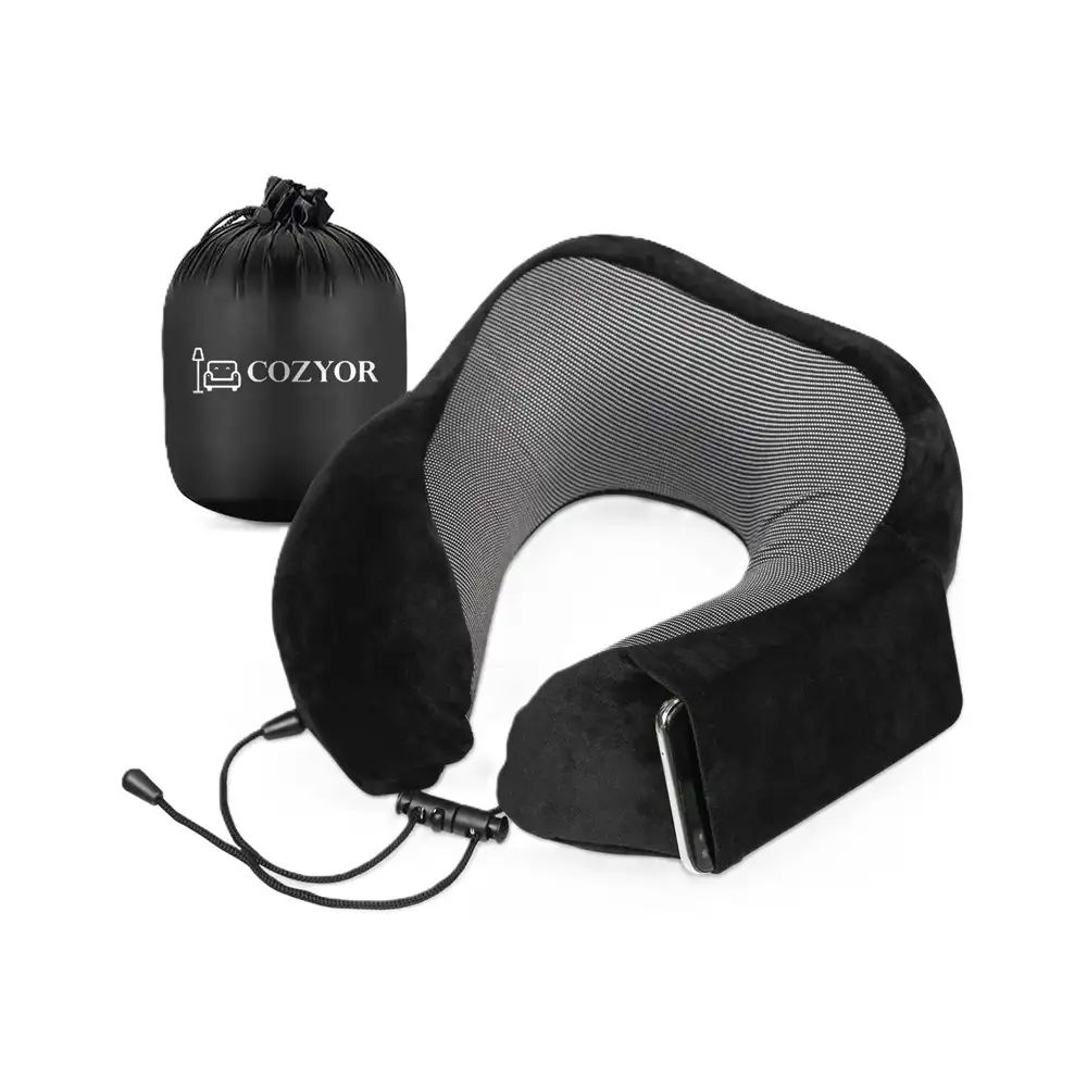 Reise Nackenkissen Memory Foam - Schwarz