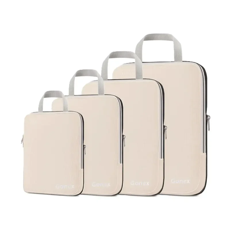 Gonex Kompressions Kleider Packwürfel Set - Beige