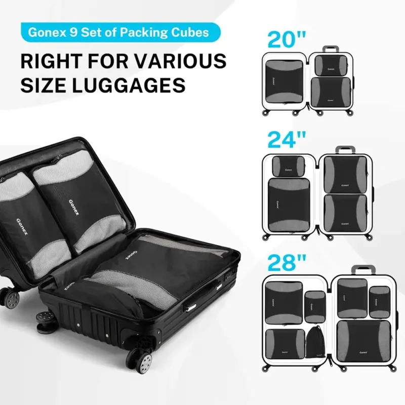Gonex Koffer Organizer Set 9-teilig Schwarz