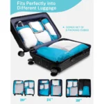Packwürfel Set mit Kompression – passt in Koffer verschiedener Grössen (51cm, 61cm, 71cm) für effizientes und platzsparendes Packen.