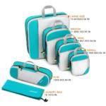 Packwürfel Set mit Kompression – verschiedene Grössen für optimale Organisation im Koffer, inklusive Wäschebeutel und schlankem Würfel für Accessoires.
