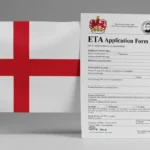 Die Englische Flagge mit einem ETA Antragsformular