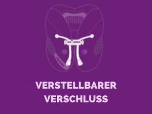 Grafik eines Nackenkissens mit verstellbarem Frontverschluss für individuell anpassbaren Halt.