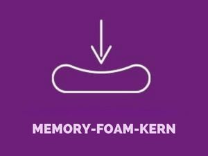 Symbolhafte Darstellung eines druckempfindlichen Memory-Foam-Kerns mit Pfeil als Hinweis auf Anpassungsfähigkeit.