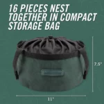 ComplEAT - Camping Kochset Edelstahl 16-teilig - Tasche
