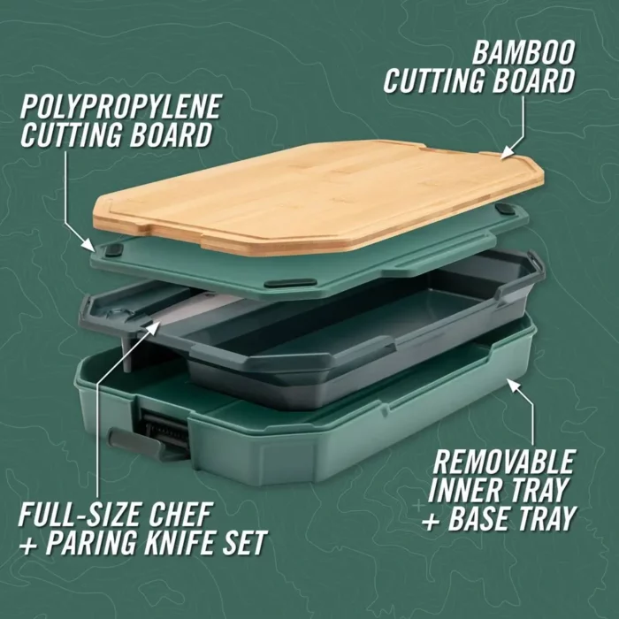 ComplEAT - Camping Messer Set mit Schneidebrett und Transportbox 6-teilig