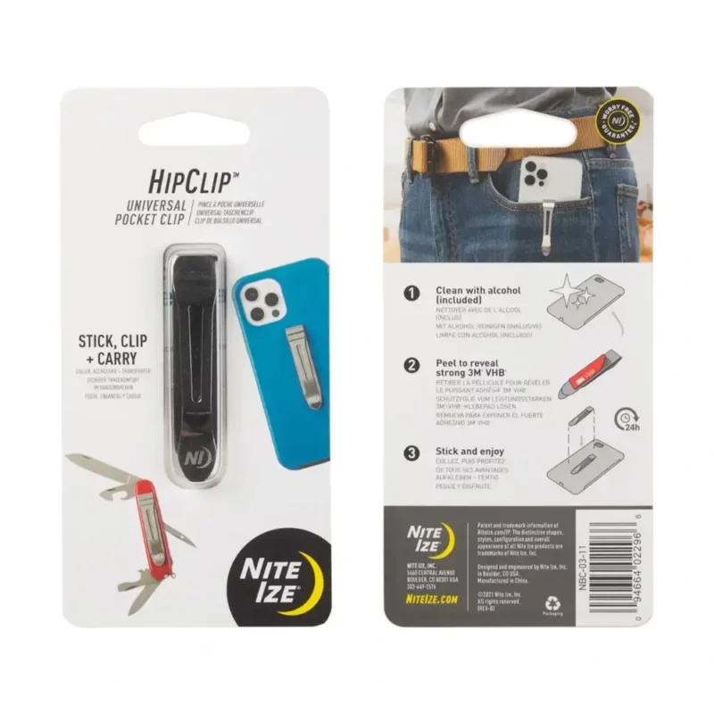 HipClip Selbstklebender Gürtelclip - Für Handy, Sackmesser & mehr