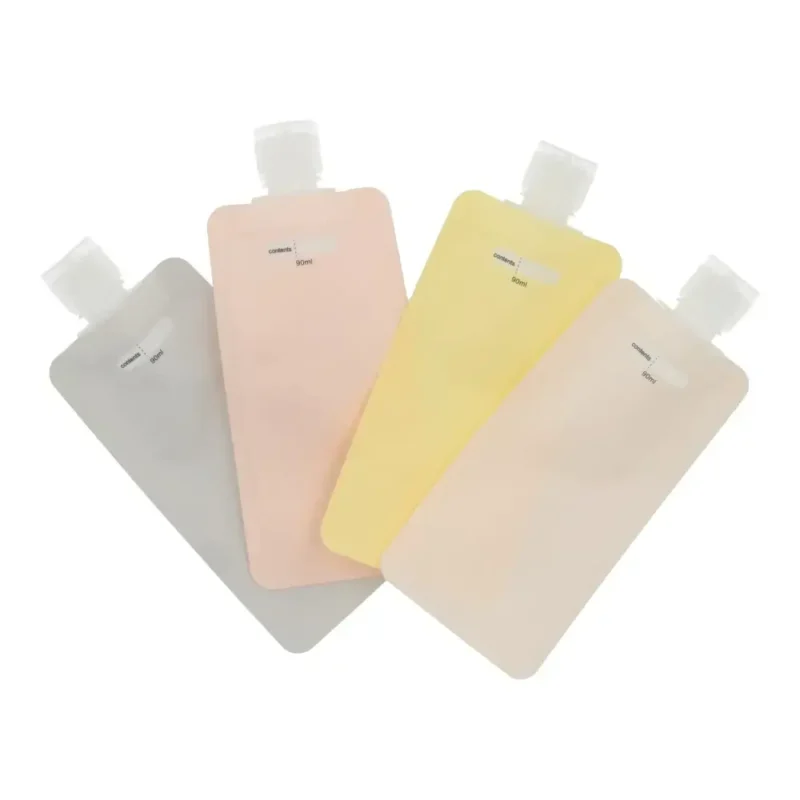 Travel Set - Befüllbare Beutel Grau, Rosa, Gelb, Beige
