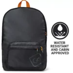 Reiserucksack von Go Travel mit Hinweis auf wasserabweisendes Material und Kabinengepäck-Zulassung.