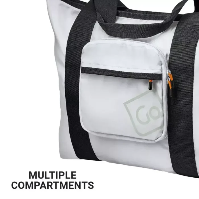 Faltbare Go Travel Tasche mit mehreren Fächern und Reissverschluss-Fronttasche.