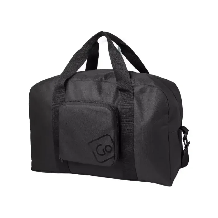 Faltbare Reisetasche von Go Travel in Schwarz mit Tragegriffen und Fronttasche.