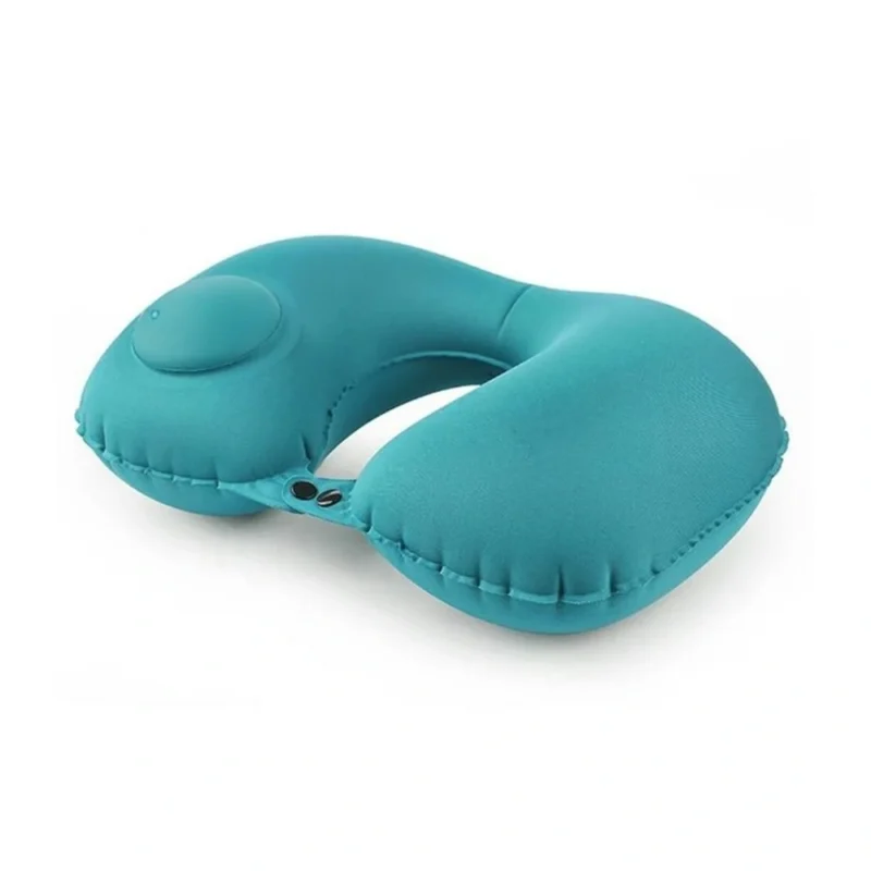 Aufblasbares Nackenkissen mit integrierter Luftpumpe - Blau