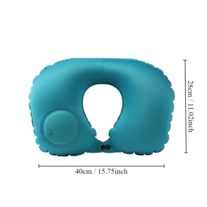 Aufblasbares Nackenkissen mit integrierter Luftpumpe - Blau