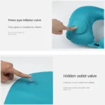 Aufblasbares Nackenkissen mit integrierter Luftpumpe - Blau