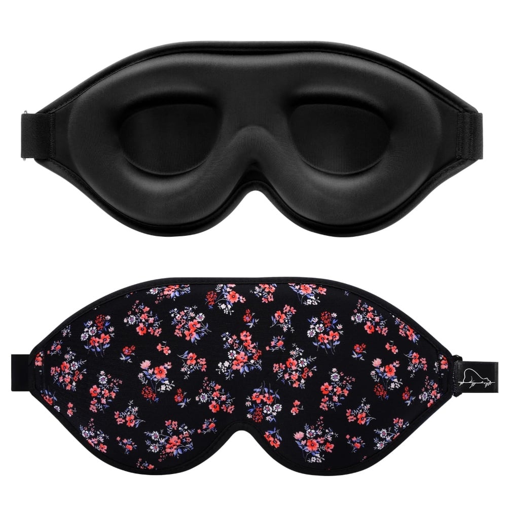 14006-alaska-bear-3d-schlafmaske-blumenmuster-1 3D Schlafmaske mit Blumenmuster und Ohrstöpseln – Bild 1
