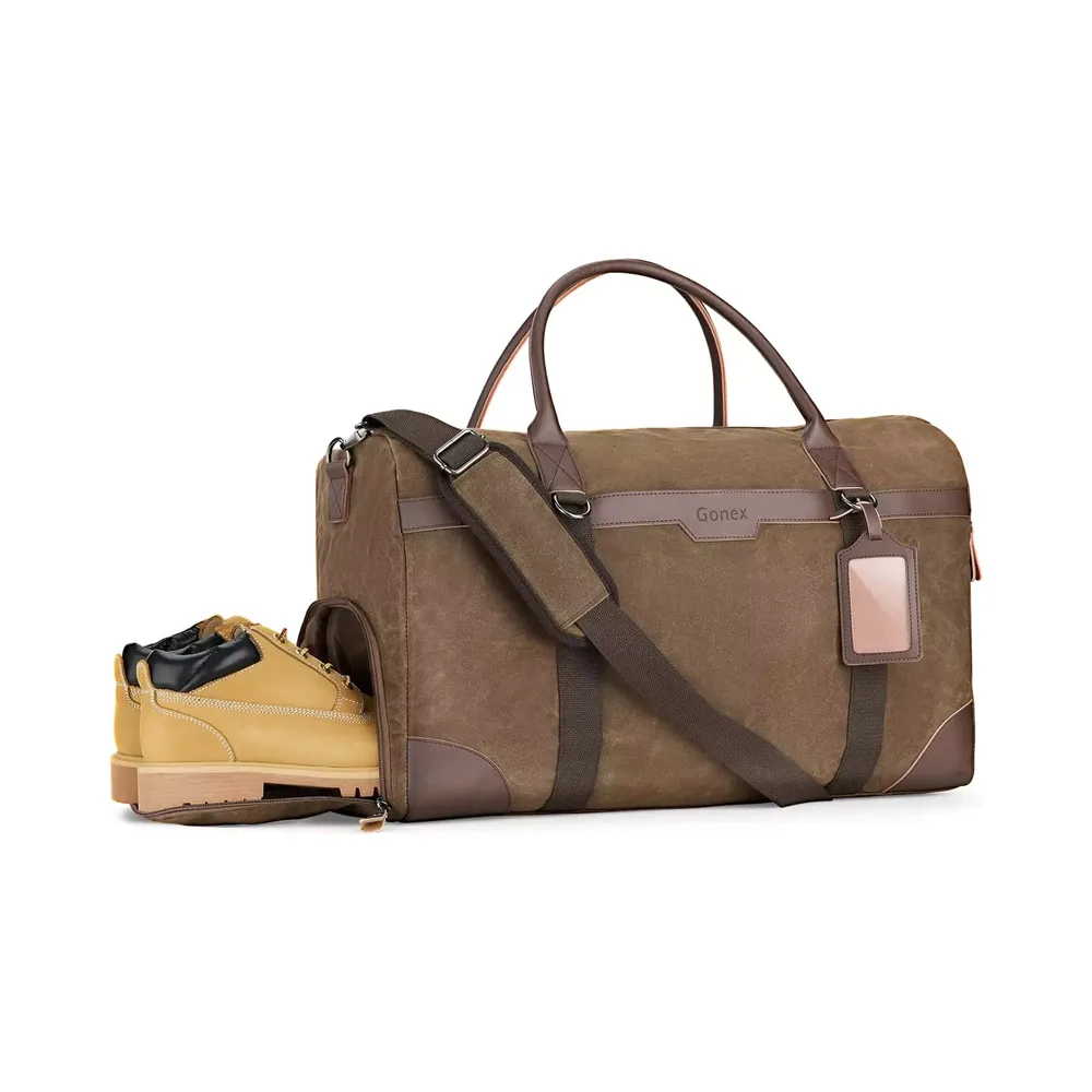 gon-18059_1 Gonex 55L Reisetasche aus gewachstem Canvas mit Schuhfach – Bild 1